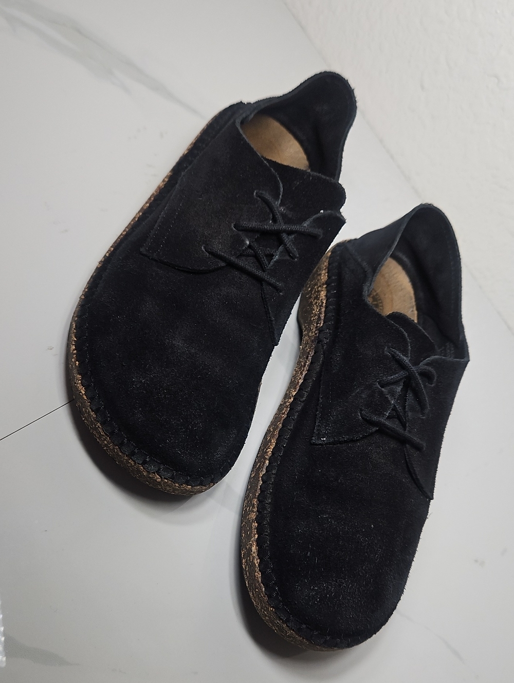 Birkenstock Black Suede Lace-Up Oxfords Shoes EU 38 US 7.5 Comfort